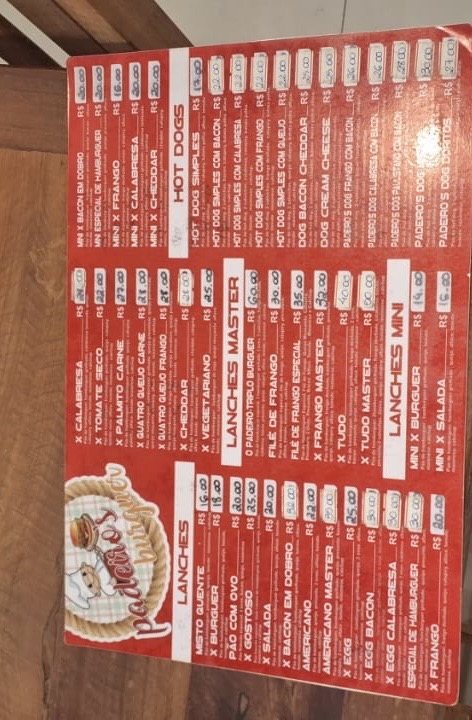 Menu Padeiro's Burguer-1